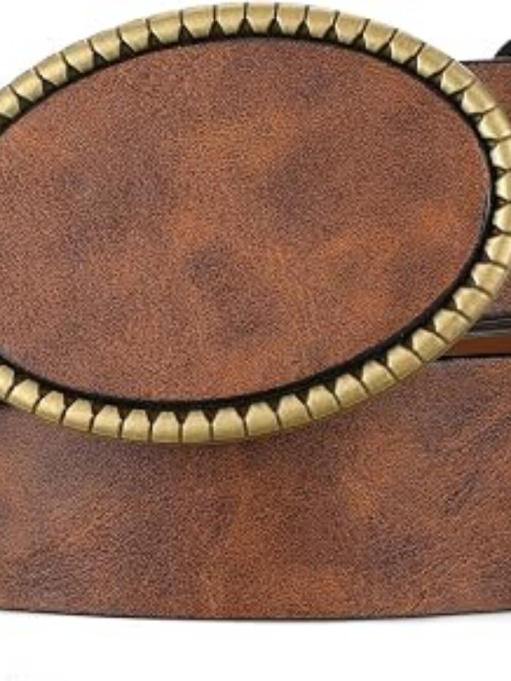 Menβs Western Cowboy PU Leather Belt | Vintage Oval Buckle | Casual Jeans Pant - Picture 2 of 6